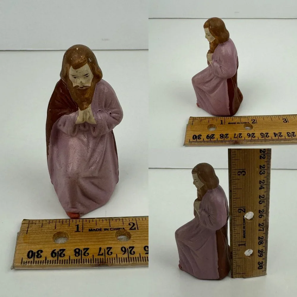 Vtg Nativity Manger Joseph Christmas Replacement Paper Mache Delicate‎ Germany